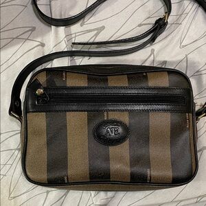 Black and Green wide stripe crossbody bag
